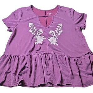 Anthropologie Alya Embroidered Floral Top‎ Alya, Dusty Pink, Women's Size Medium